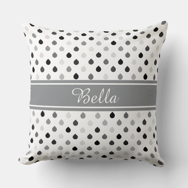Custom Colour and Name Teardrop Pattern Throw Pillow (Front)