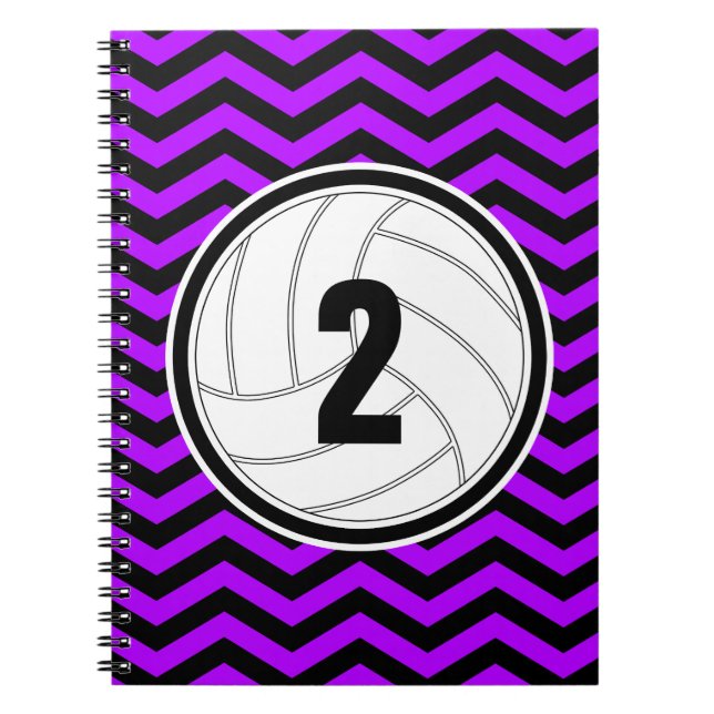 Custom Colour and Text Volleyball Chevron Notebook (Front)