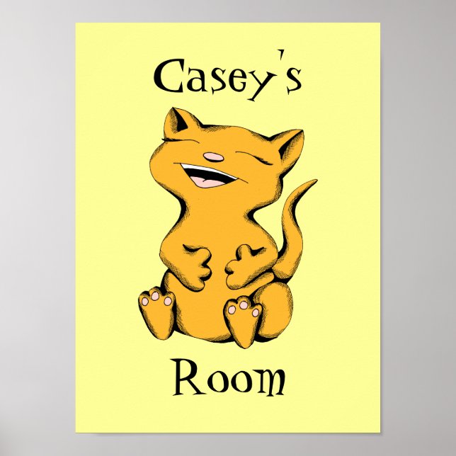 Custom Colour and Text Wally Cat Laughing Poster (Front)