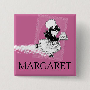 Custom colour angel cake bakery name badge 2 inch square button