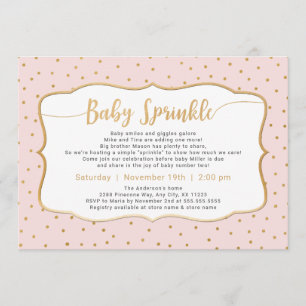 Custom Colour Baby Sprinkle with gold confetti Invitation