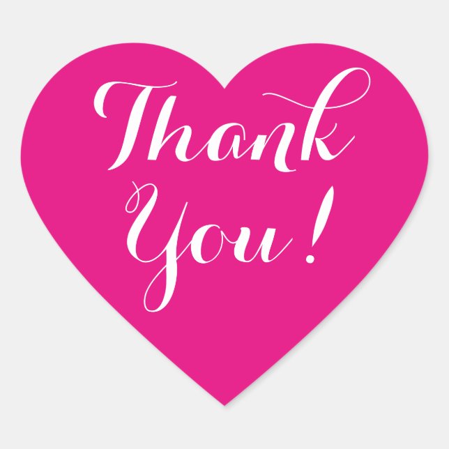 Custom colour background heart thank you stickers (Front)