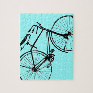 Custom Colour Background   Vintage Bicycle Jigsaw Puzzle