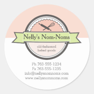 custom colour bakery rolling pin whisk baking classic round sticker