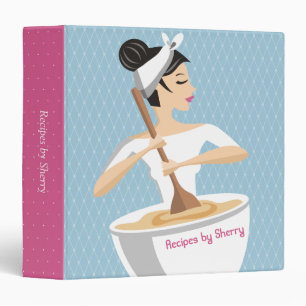 Custom colour bakery woman bowl recipe cookbook binder