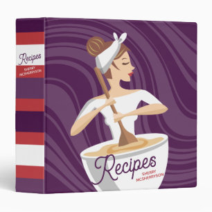 Custom colour bakery woman bowl recipe cookbook binder