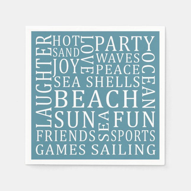 Custom Colour Beach House paper napkins (Front)