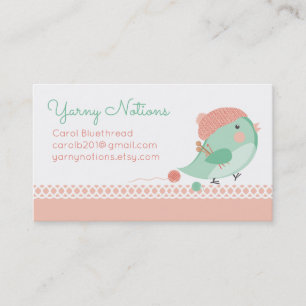 Custom colour bird knitting needles crochet hooks business card