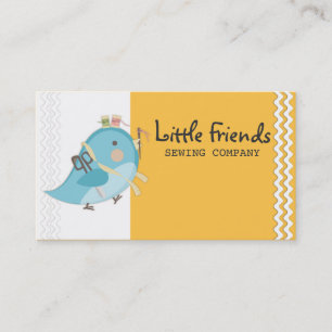 Custom colour bird seamstress sewing notions card