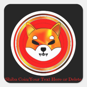 Custom Colour Black Shiba Coin Cryptocurrency Mone Square Sticker