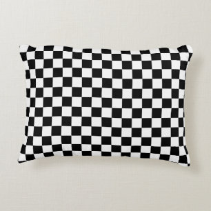 Custom Colour Black White Chequerboard Check Accent Pillow
