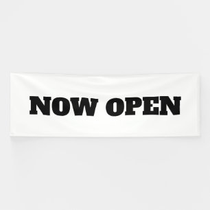 Custom Colour Black White Now Open New Business Banner