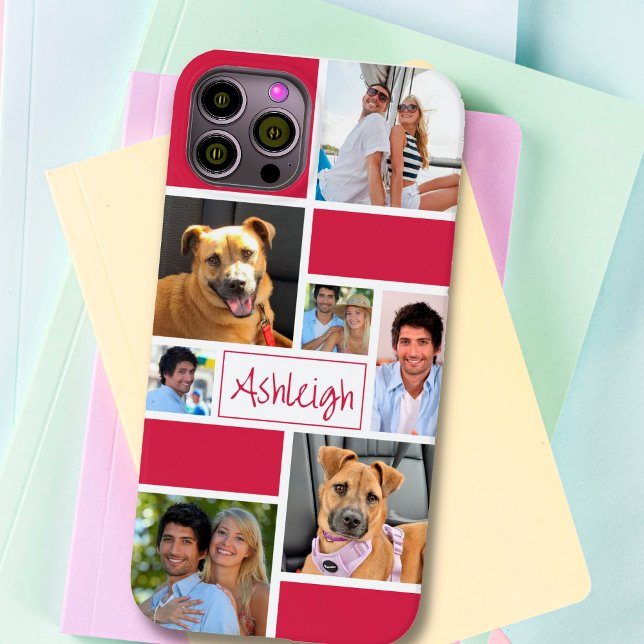 Custom Colour Block 7 Photo Collage Personalized Case-Mate iPhone Case (Creator Uploaded)