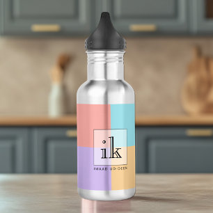 Custom Colour Block Water Bottle Car Line Art