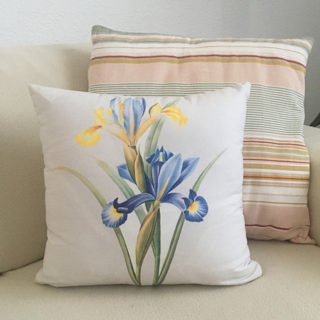 Custom(Colour) Blue And Yellow Flower Watercolor Throw Pillow (Creator Uploaded)