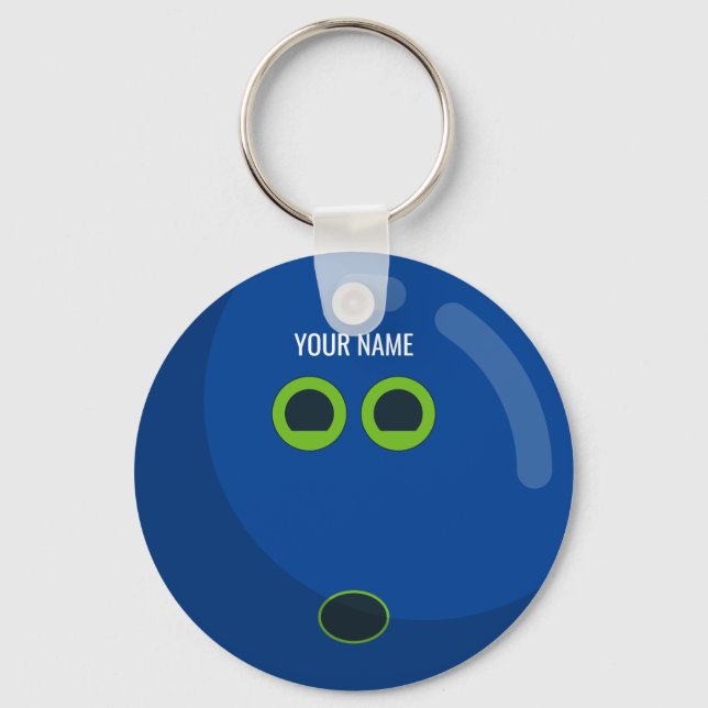 Custom Colour Bowling Balls | Blue & Green Keychai Keychain (Front)