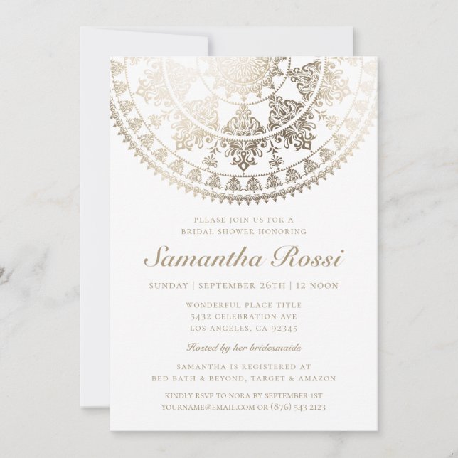 Custom Colour Bridal Shower Invitations Gold Foil (Front)