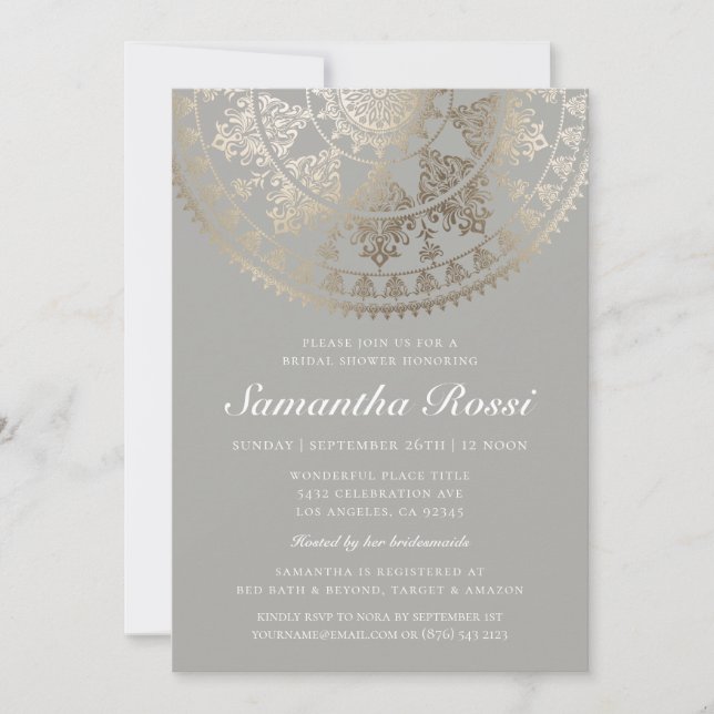 Custom Colour Bridal Shower Invitations Gold Foil (Front)