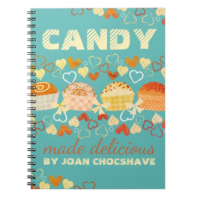 Custom colour candy truffle sweets recipe notebook (Front)