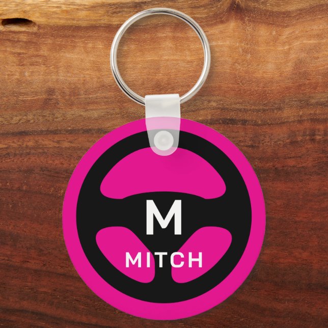 Custom colour car steering wheel keychain for keys (Front)