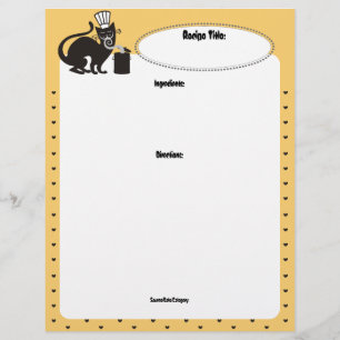 Custom colour cat chef aromas recipe letterhead