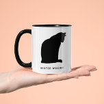 Custom Colour Cat silhouette Cat Two-Tone Coffee Mug<br><div class="desc">Cat silhouette colour is editable! Customize the names or add a quote.</div>