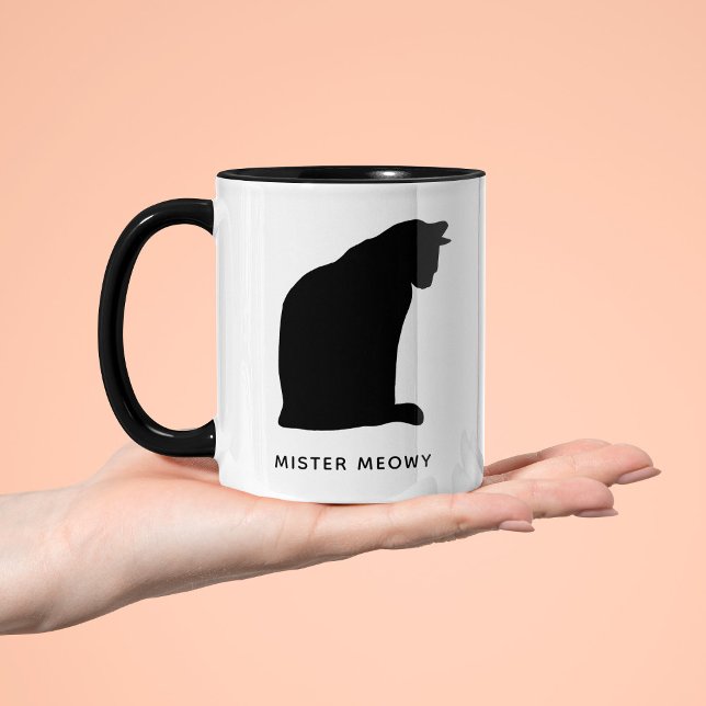 Custom Colour Cat silhouette Cat Two-Tone Coffee Mug (Creator Uploaded)