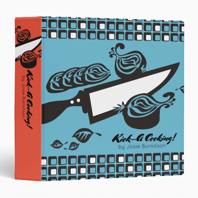 Custom colour chefs knife onion recipe cookbook binder (Front/Spine)