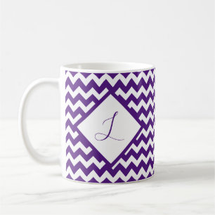 Custom colour chevron monogram coffee mug