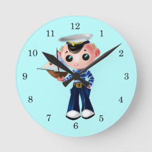 Custom Colour Clock - Little Sailor with Sailboat