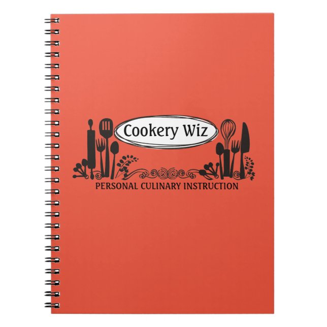 Custom colour cooking baking kitchen utensils notebook (Front)