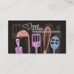 Custom colour cooking utensils chef catering business card