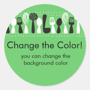 custom colour cooking utensils gift tag sticker