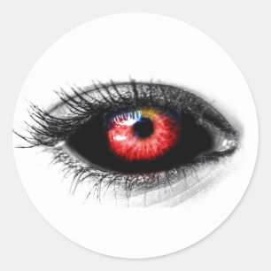 Custom Colour Creepy Red Zombie/Vampire Eye Sticke Classic Round Sticker