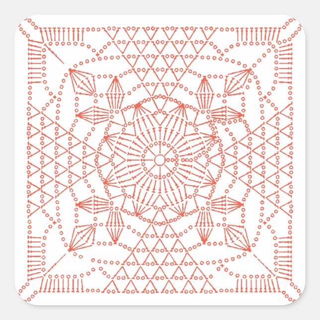 Custom Colour Crochet Chart Square Sticker (Front)
