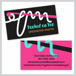 Custom colour crochet hook loopy yarn business car card