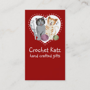 Custom colour crochet hook yarn cats business card