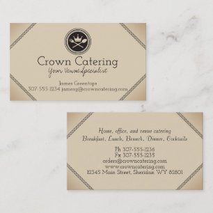 Custom colour crown emblem catering business cards