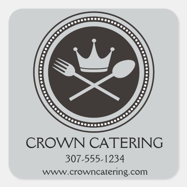 Custom colour crown spoon fork chef foodie caterin square sticker (Front)