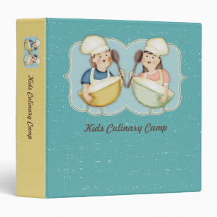 Custom colour cute girl boy chef kids cookbook binder