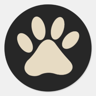 Custom Colour Cute Pet Paw Print Classic Round Sticker