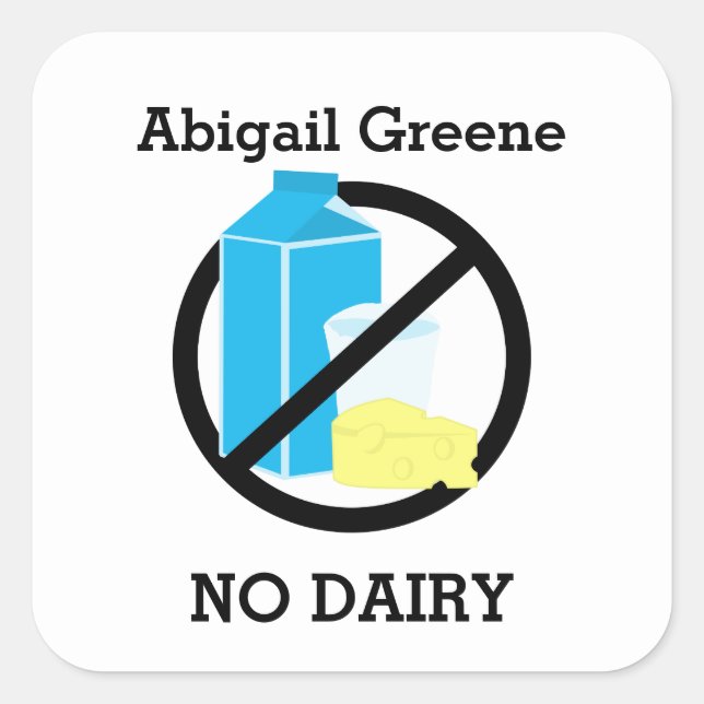 Custom Colour Dairy Allergy Alert Personalized Kid Square Sticker (Front)