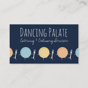 custom colour dancing plate fork chef catering business card