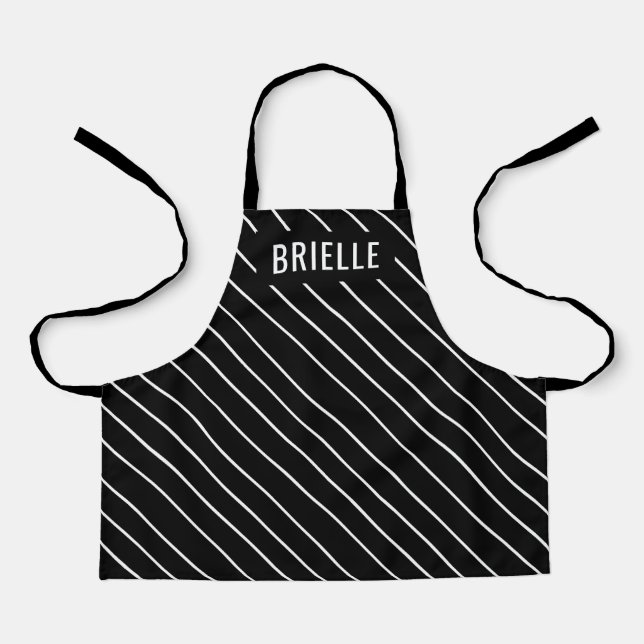 Custom Colour Diagonal Stripe Personalized Name Apron (Front)