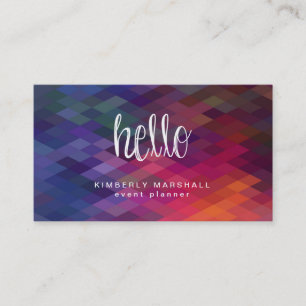 Custom Colour Diamond Pattern Hello Business Cards