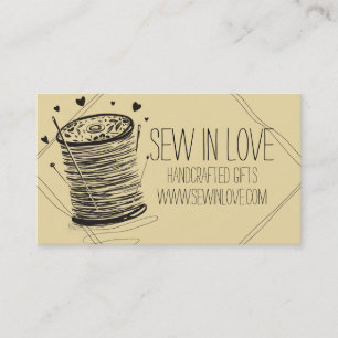 Custom colour doodle spool of thread sewing pins business card