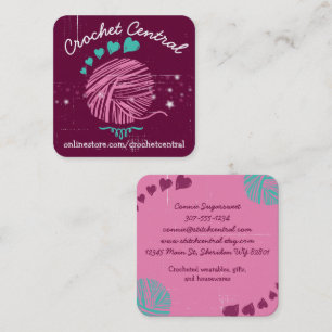 Custom colour doodle yarn crochet knitting homespu square business card