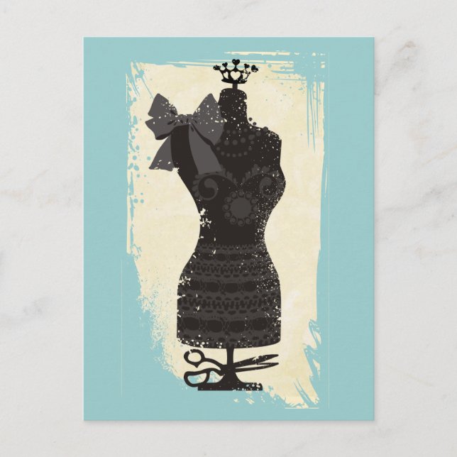 custom colour dress dummy fashion mannequin sewing postcard (Front)