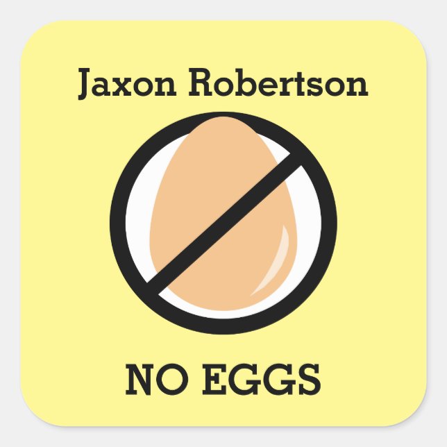 Custom Colour Egg Allergy Alert Personalized Kids Square Sticker (Front)
