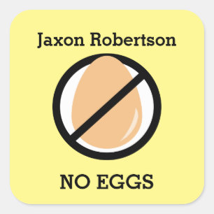 Custom Colour Egg Allergy Alert Personalized Kids Square Sticker